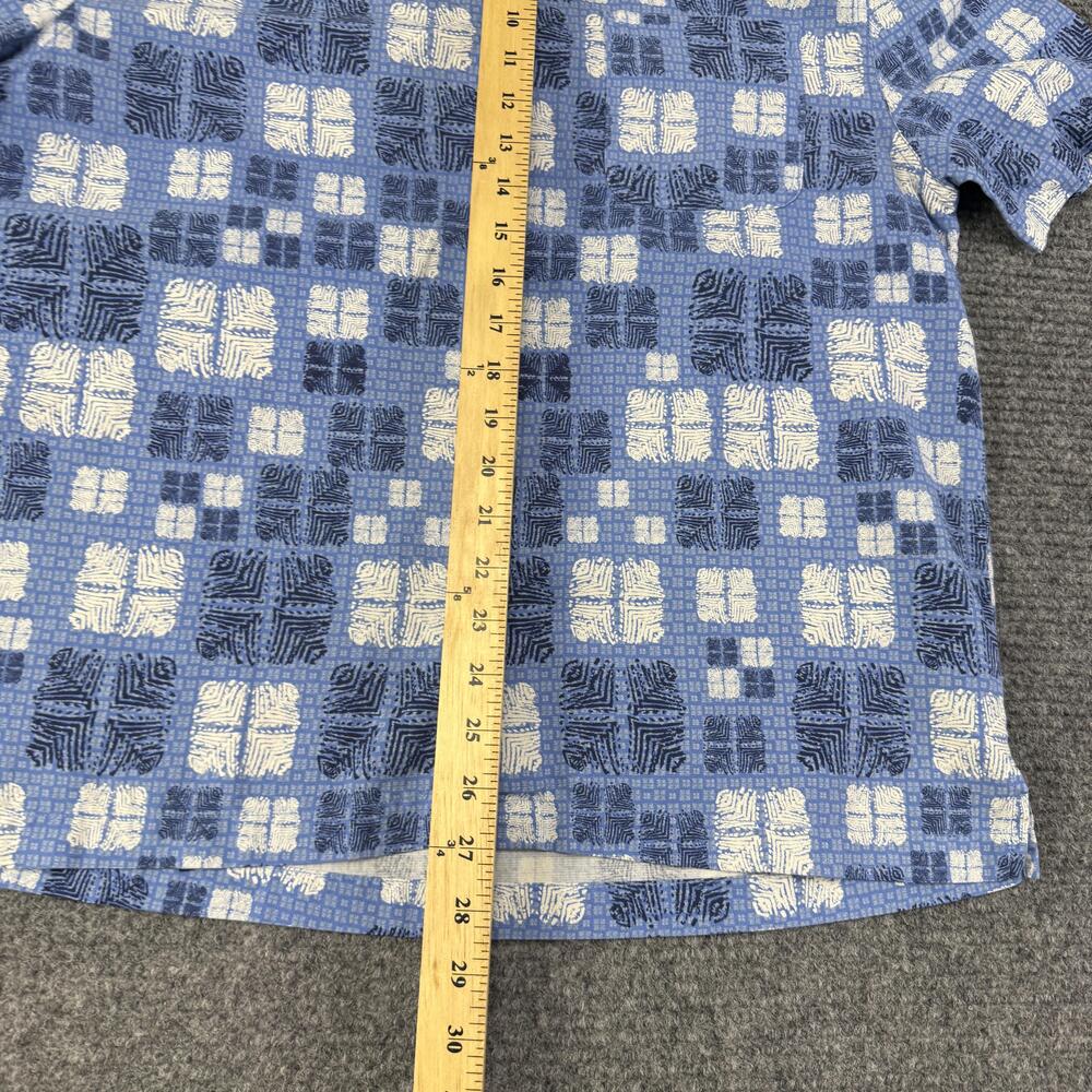 Nat Nast Shirt Mens Medium Blue Geometric Silk Blend Short Sleeve Button Up - Picture 6 of 9